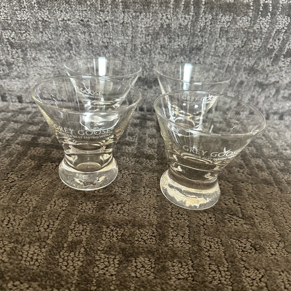 Grey Goose Vodka Stemless Etched Martini Glasses